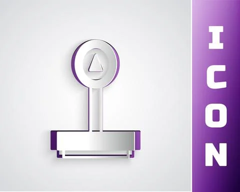 Paper cut Scale icon isolated on grey background. Logistic and delivery. Weight Illustrazione stock