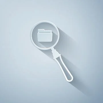 Paper cut Search concept with folder icon isolated on grey background Stock-Illustration