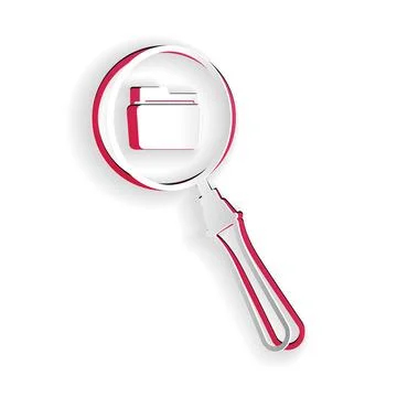 Paper cut Search concept with folder icon isolated on white background Stock-Illustration