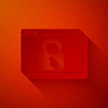 Paper cut Secure your site with HTTPS, SSL icon isolated on red background Ilustración de archivo