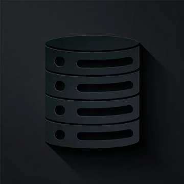 Paper cut Server, Data, Web Hosting icon isolated on black background. Paper art Stock Illustration