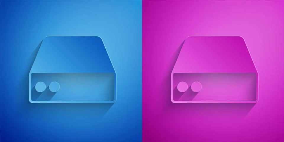 Paper cut Server, Data, Web Hosting icon isolated on blue and purple background Stock Illustration