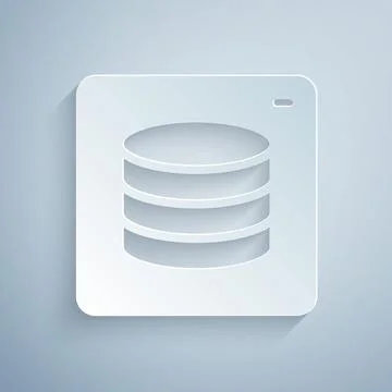 Paper cut Server, Data, Web Hosting icon isolated on grey background. Paper art Illustrazione stock