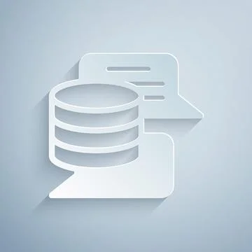 Paper cut Server, Data, Web Hosting icon isolated on grey background. Paper art Stock Illustration
