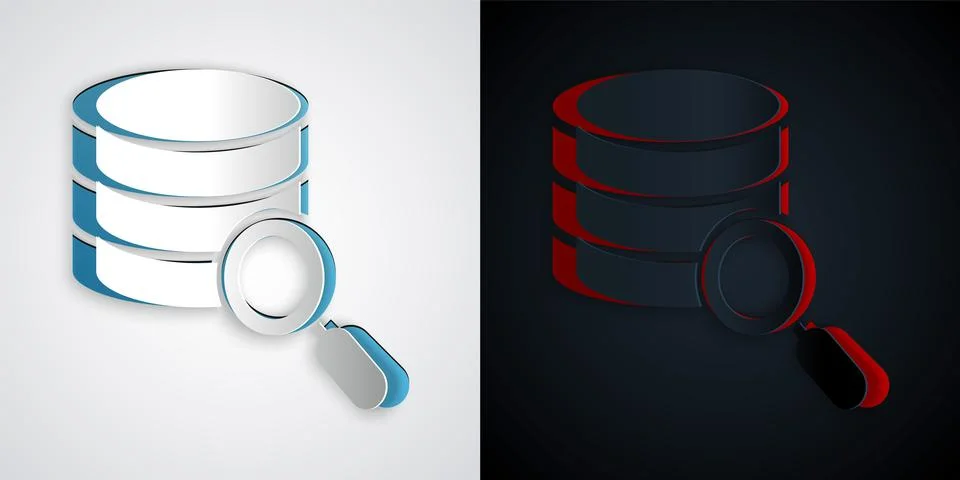 Paper cut Server, Data, Web Hosting icon isolated on grey and black background Illustrazione stock