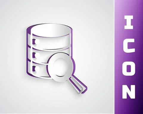 Paper cut Server, Data, Web Hosting icon isolated on grey background. Paper art Illustrazione stock