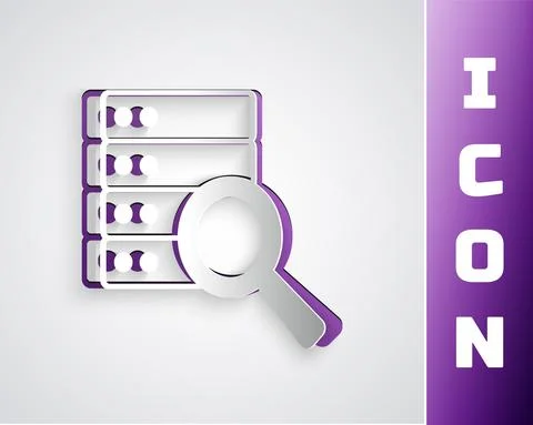 Paper cut Server, Data, Web Hosting icon isolated on grey background. Paper art Stock Illustration