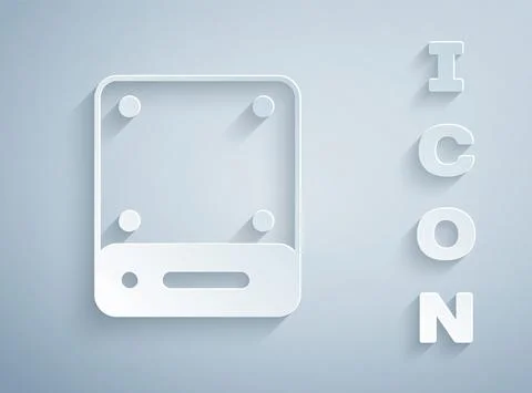 Paper cut Server, Data, Web Hosting icon isolated on grey background. Paper art Stock Illustration
