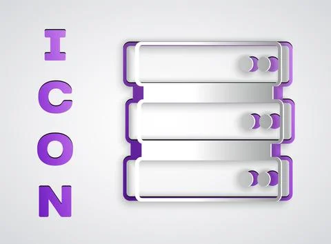 Paper cut Server, Data, Web Hosting icon isolated on grey background. Paper art Stock Illustration