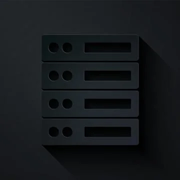 Paper cut Server, Data, Web Hosting icon isolated on black background. Pape.. Stock Illustration