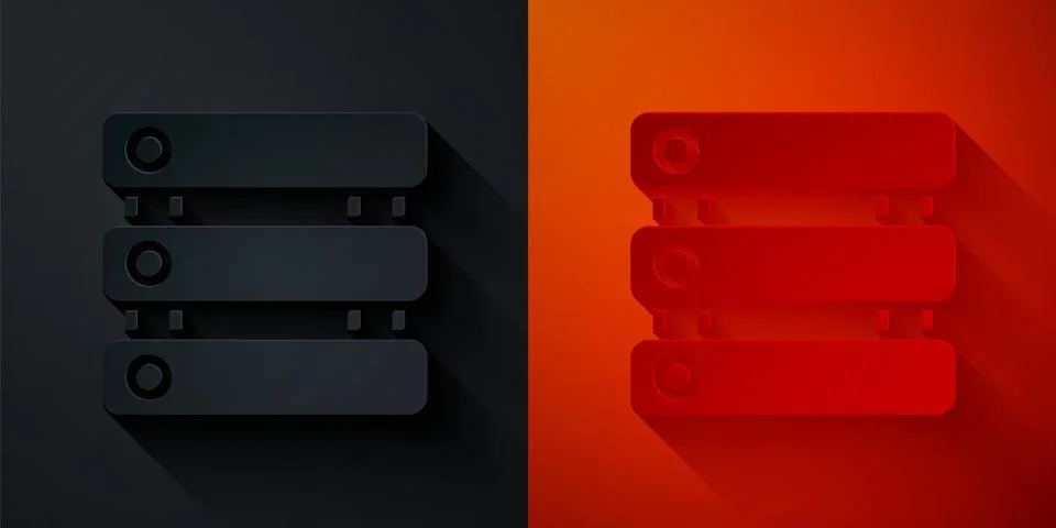 Paper cut Server, Data, Web Hosting icon isolated on black and red backgrou.. Stock Illustration