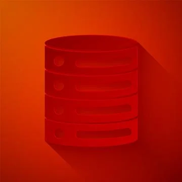 Paper cut Server, Data, Web Hosting icon isolated on red background. Paper .. Illustrazione stock