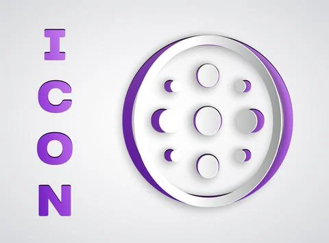 Paper cut Sewing button for clothes icon isolated on grey background. Clothing Illustrazione stock