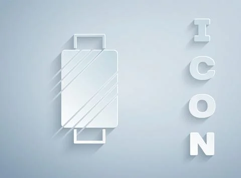 Paper cut Sewing thread on spool icon isolated on grey background. Yarn spool Stock Illustration