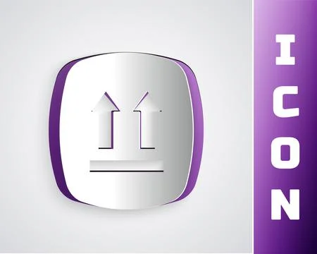 Paper cut This side up icon isolated on grey background. Two arrows indicating Stock Illustration