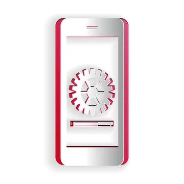 Paper cut Smartphone update process with gearbox progress and loading bar icon イラスト素材