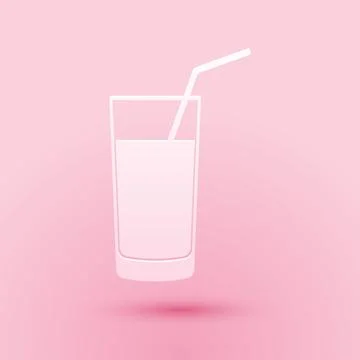 Paper cut Soft drink icon isolated on pink background. Paper art style. Vector Stock Illustration