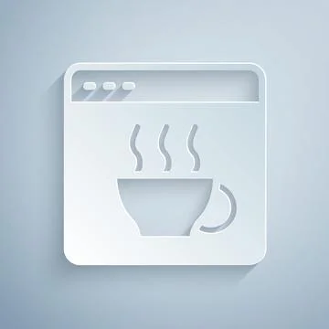 Paper cut Software, web developer programming code icon isolated on grey Stock Illustration