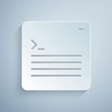 Paper cut Software, web developer programming code icon isolated on grey Illustrazione stock