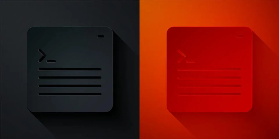 Paper cut Software, web developer programming code icon isolated on black and 스톡 일러스트