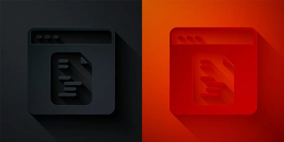 Paper cut Software, web developer programming code icon isolated on black a.. Stock Illustration