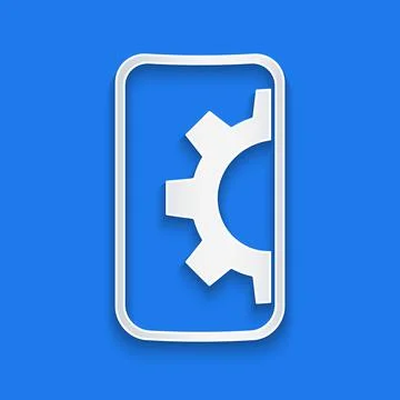 Paper cut Software, web development, programming concept icon isolated on blue Stock Illustration
