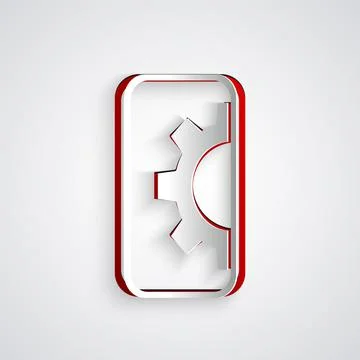 Paper cut Software, web development, programming concept icon isolated on grey Stock Illustration