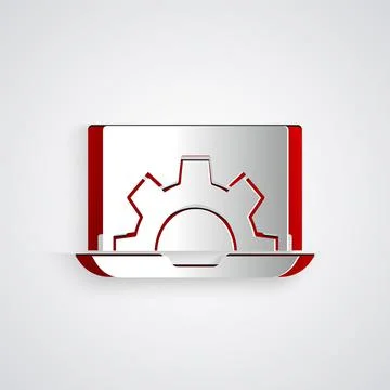 Paper cut Software, web development, programming concept icon isolated on grey Stock Illustration