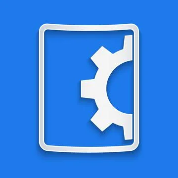 Paper cut Software, web development, programming concept icon isolated on blue Stock Illustration