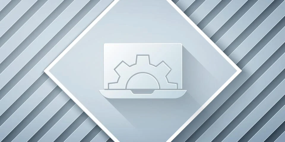 Paper cut Software, web development, programming concept icon isolated on grey Stock Illustration