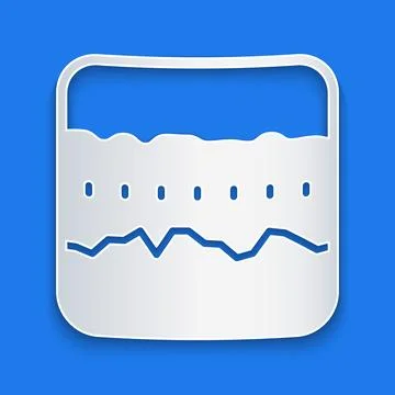 Paper cut Soil ground layers icon isolated on blue background. Paper art st.. Stock Illustration
