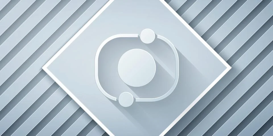 Paper cut Solar system icon isolated on grey background. The planets revolv.. 스톡 일러스트