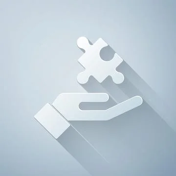 Paper cut Solution to the problem in psychology icon isolated on grey background Illustrazione stock