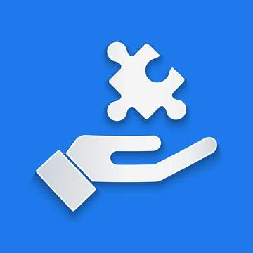 Paper cut Solution to the problem in psychology icon isolated on blue background Stock Illustration