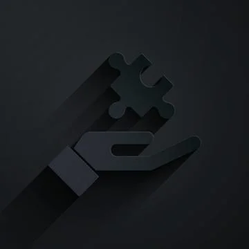 Paper cut Solution to the problem in psychology icon isolated on black Stock Illustration