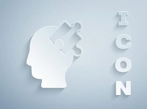 Paper cut Solution to the problem in psychology icon isolated on grey background 스톡 일러스트
