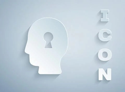 Paper cut Solution to the problem in psychology icon isolated on grey background イラスト素材