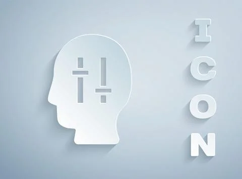 Paper cut Solution to the problem in psychology icon isolated on grey background 스톡 일러스트