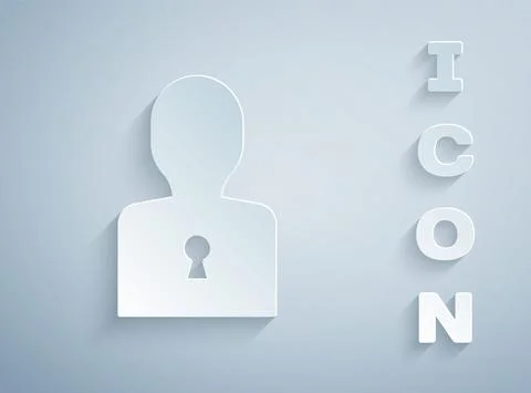 Paper cut Solution to the problem in psychology icon isolated on grey background Illustrazione stock