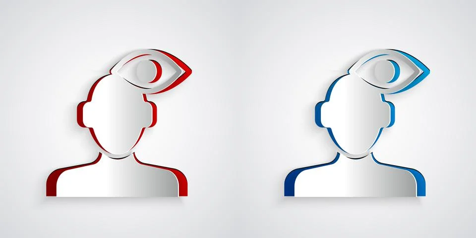 Paper cut Solution to the problem in psychology icon isolated on grey background 스톡 일러스트
