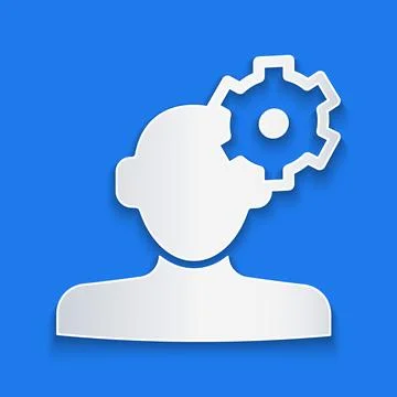 Paper cut Solution to the problem in psychology icon isolated on blue background Stockillustratie