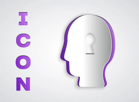 Paper cut Solution to the problem in psychology icon isolated on grey background Illustrazione stock