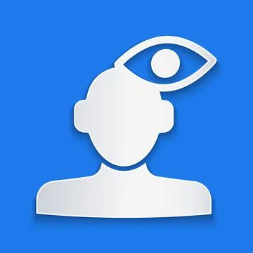 Paper cut Solution to the problem in psychology icon isolated on blue background Illustrazione stock