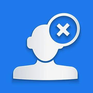 Paper cut Solution to the problem in psychology icon isolated on blue background Illustrazione stock