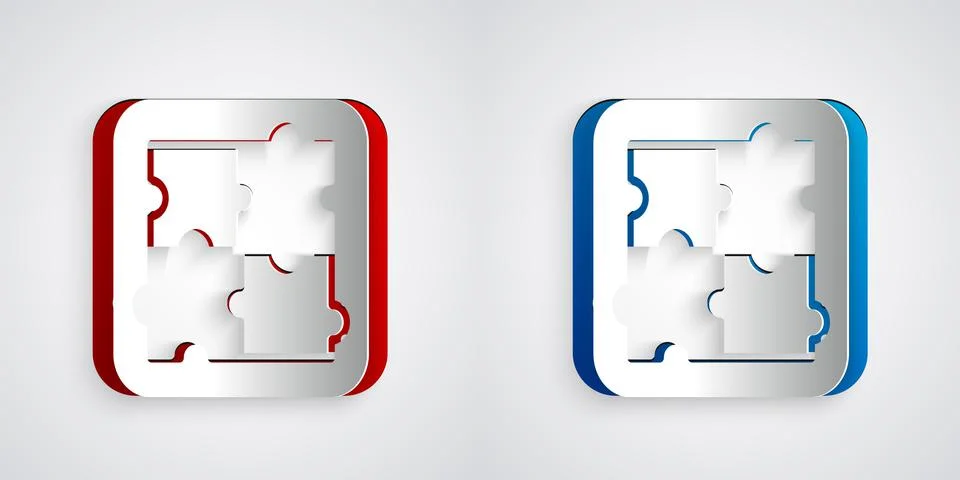 Paper cut Solution to the problem in psychology icon isolated on grey backgro 스톡 일러스트