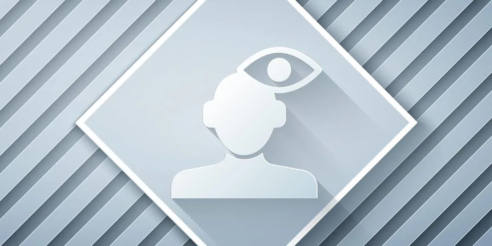 Paper cut Solution to the problem in psychology icon isolated on grey background Stock Illustration