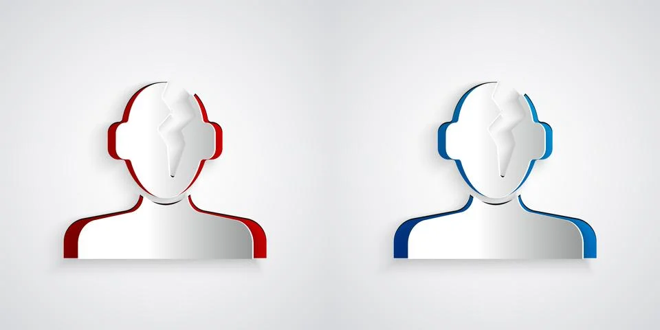 Paper cut Solution to the problem in psychology icon isolated on grey backg.. 스톡 일러스트