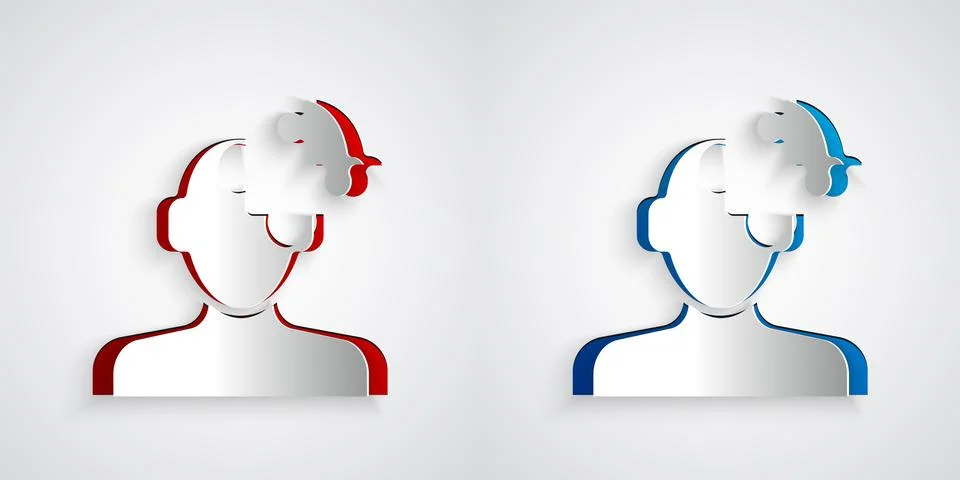 Paper cut Solution to the problem in psychology icon isolated on grey backg.. Stockillustratie