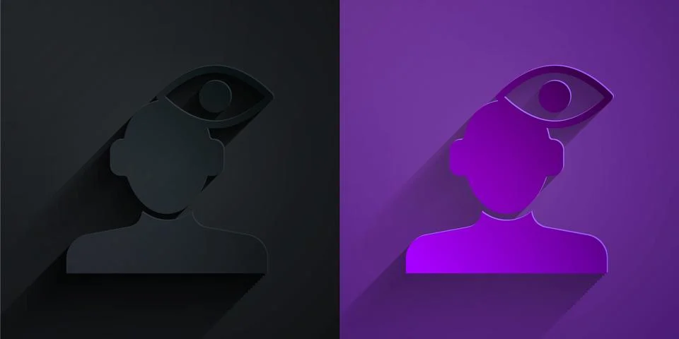 Paper cut Solution to the problem in psychology icon isolated on black on p.. 스톡 일러스트