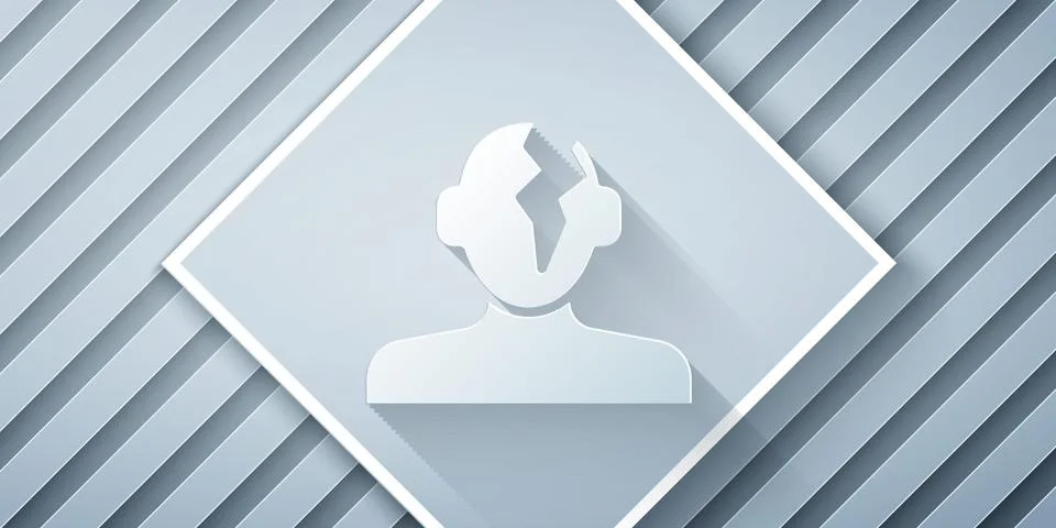 Paper cut Solution to the problem in psychology icon isolated on grey backg.. 库存插图